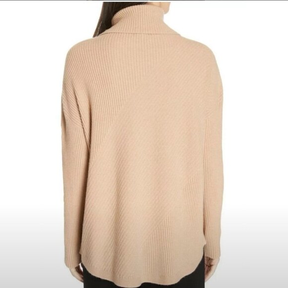 Eileen Fisher | Rib Knit Cashmere Turtleneck Sweater in Camel - Picture 2 of 8